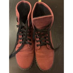Dr. Martens Shoreditch Maroon Red Canvas High Tops Boots Shoes Sz 6L